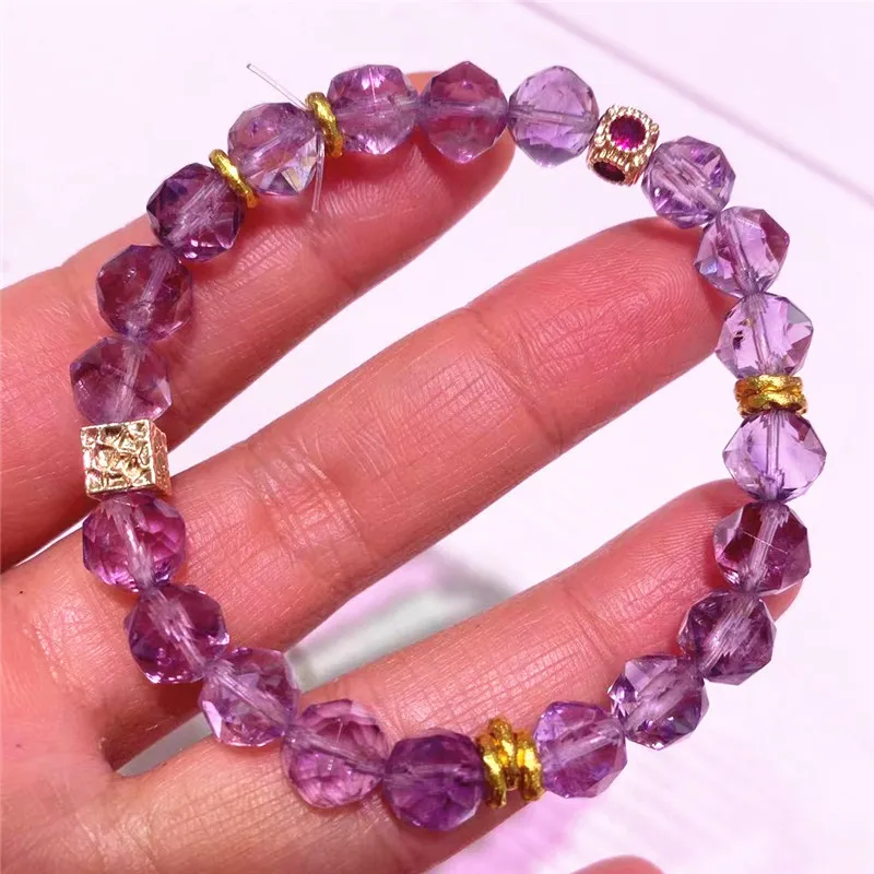 

Модный браслет из желтого граненого бразильского аметиста с натуральным аметистом