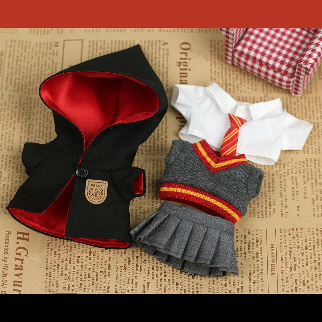 Novo labubu boneca magia academia roupas conjunto pingente boneca roupas decoração 15 & 17cm tamanho boneca roupas porco verrugas uniforme escolar
