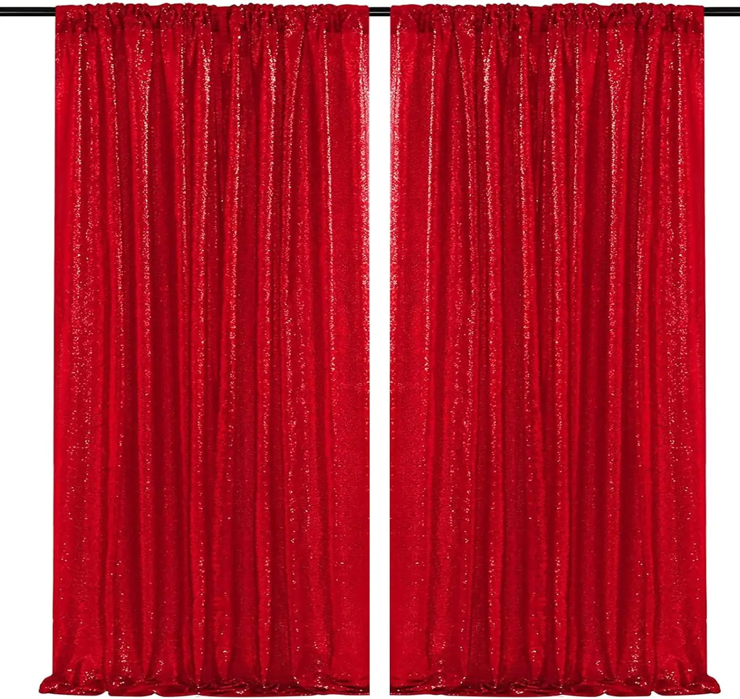 

Red Sequin Curtains 2Pcs-4ftx8ft Sequin Backdrop for Parties Glitter Backdrop Photo Background for Wedding Baby Shower