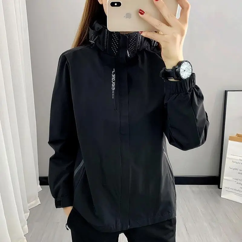 Women's Spring Autumn New Style Single Layer Thin Outdoor Windproof Waterproof Casual Jacket Mountain Climbing Suit