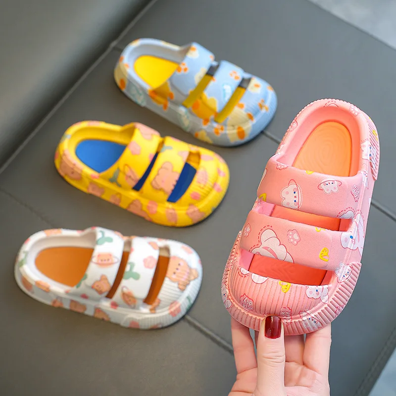 Pantuflas Kid Platform Slippers 2023 Summer New Boy Beach Shoes Girl Princess Sandals Home Shoes Bathroom Kid Shoes Flip Flops