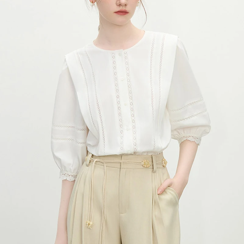 

Ladies Loose Blouse And Tops 2025 New Summer Female Half Sleeve Blouses Clothes Women's White Blouse Shirt Female