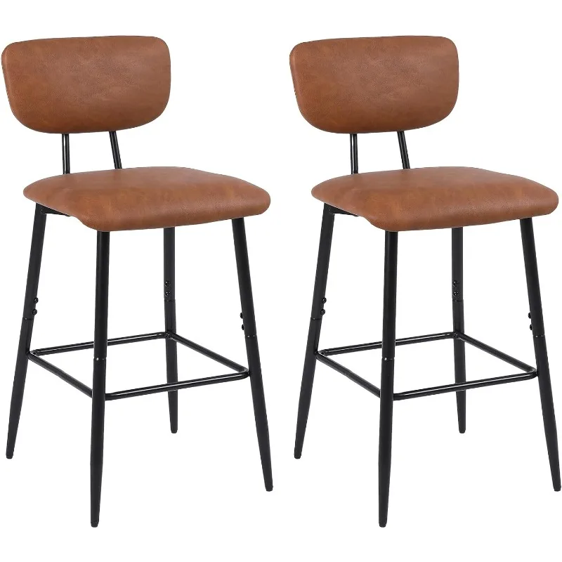 

Barstools Set of 2, 26 Inch Counter Height Bar Stool Mtal Legs (2 Pack, Brown)