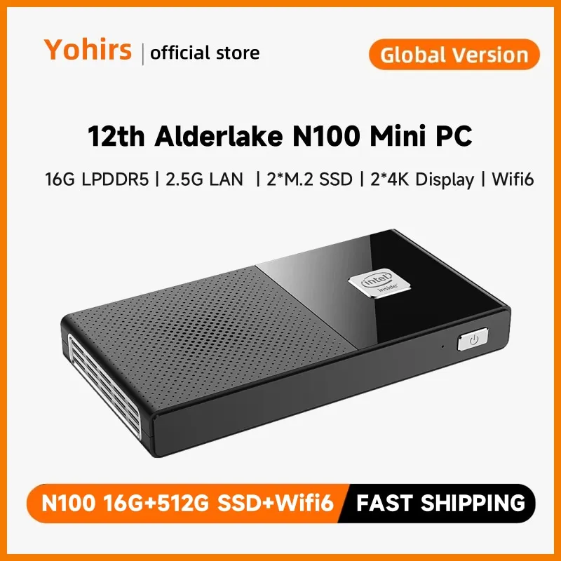 12th Alder Lake Intel N100 N200 Mini Pocket Pc Windows11 8G/16G LPDDR5 512G NVME SSD 2.5G Lan Portable Pc Stick Wifi6 4K Mini PC