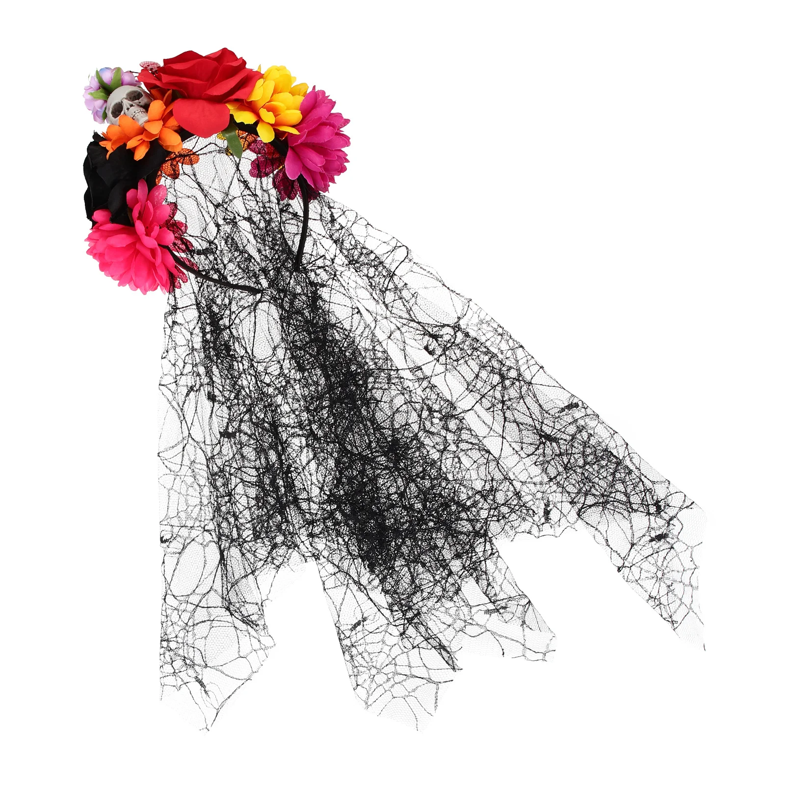 

Spider Web Headband Halloween Skull Rose Headdress For Women Costume Party Carnival Cosplay Hair Hoops Accessory