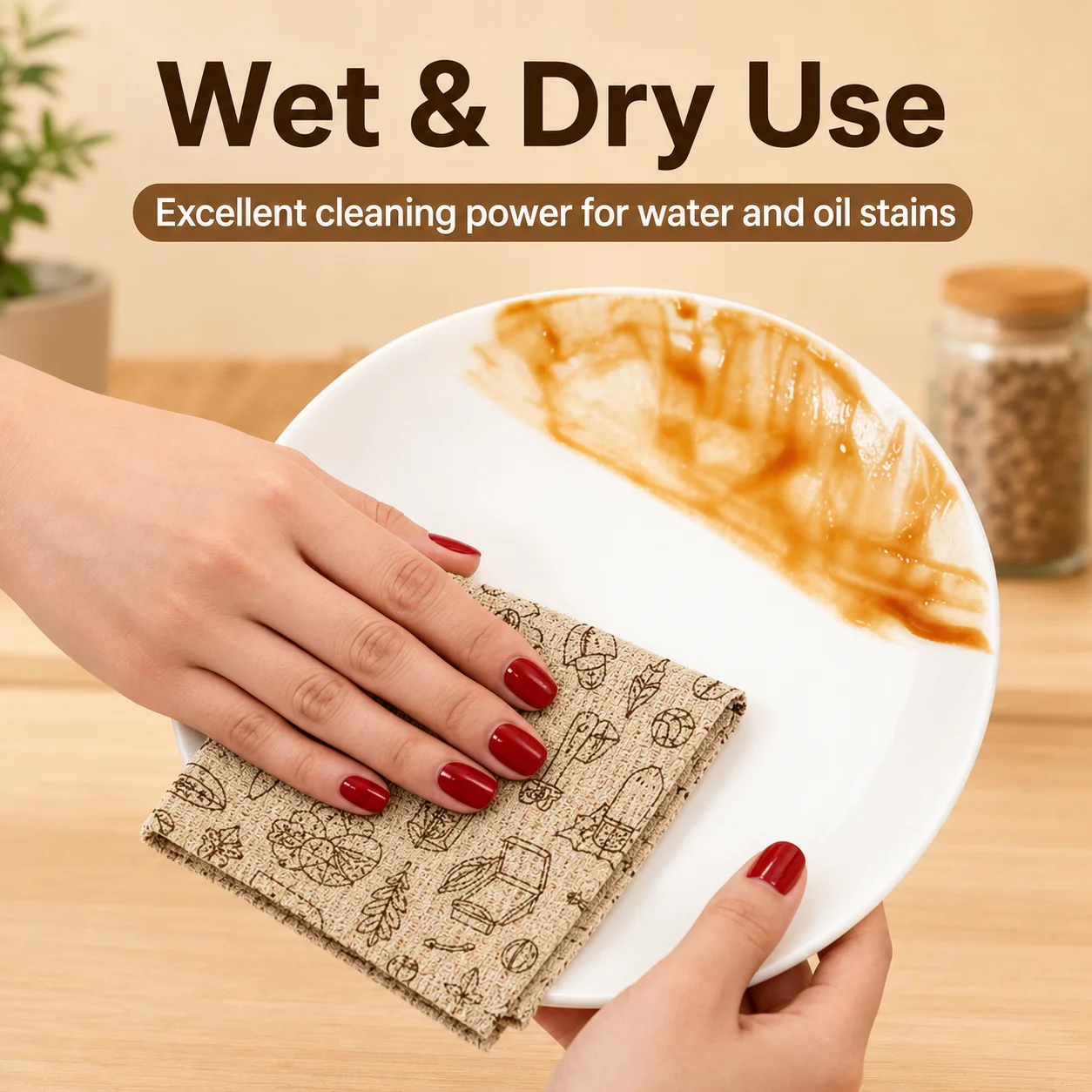Thick Disposable Kitchen Dish Cloth Roll Oil-Free Absorbent Tear-Off Cleaning Towels 20 Sheets 25x25cm for Home