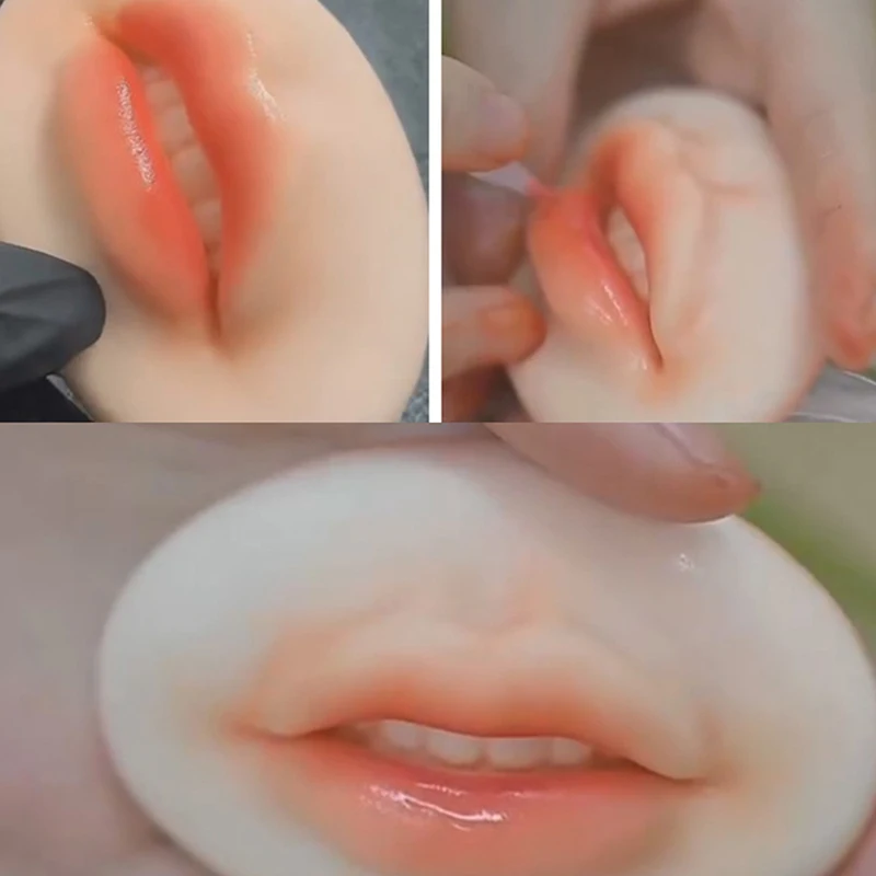 Reutilizável 3D Silicone Lip Block para Microblading Prática Lábios Pele, monocromático para PMU Treinamento Iniciante, Tatuagem Maquiagem Permanente