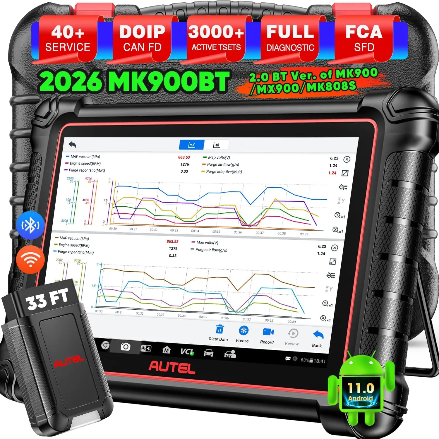 

Scanner MaxiCOM MK900BT 2026 Bidirectional Diagnostic Scan Tool 2 0 BT Ver 8in Up MK808S 40 Reset CAN FD DoIP