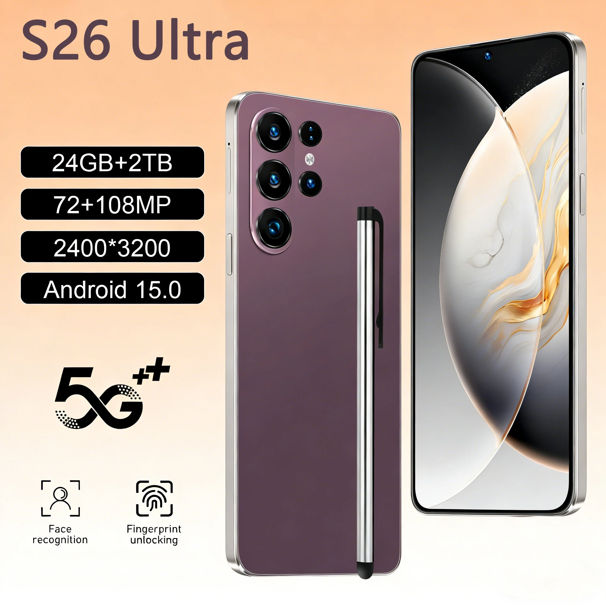 

NEW 2026 HOT Silicone Case For S26 Ultra 7.3 inch 24GB+2TB 5G 7800mAh 108MP Type-C PC