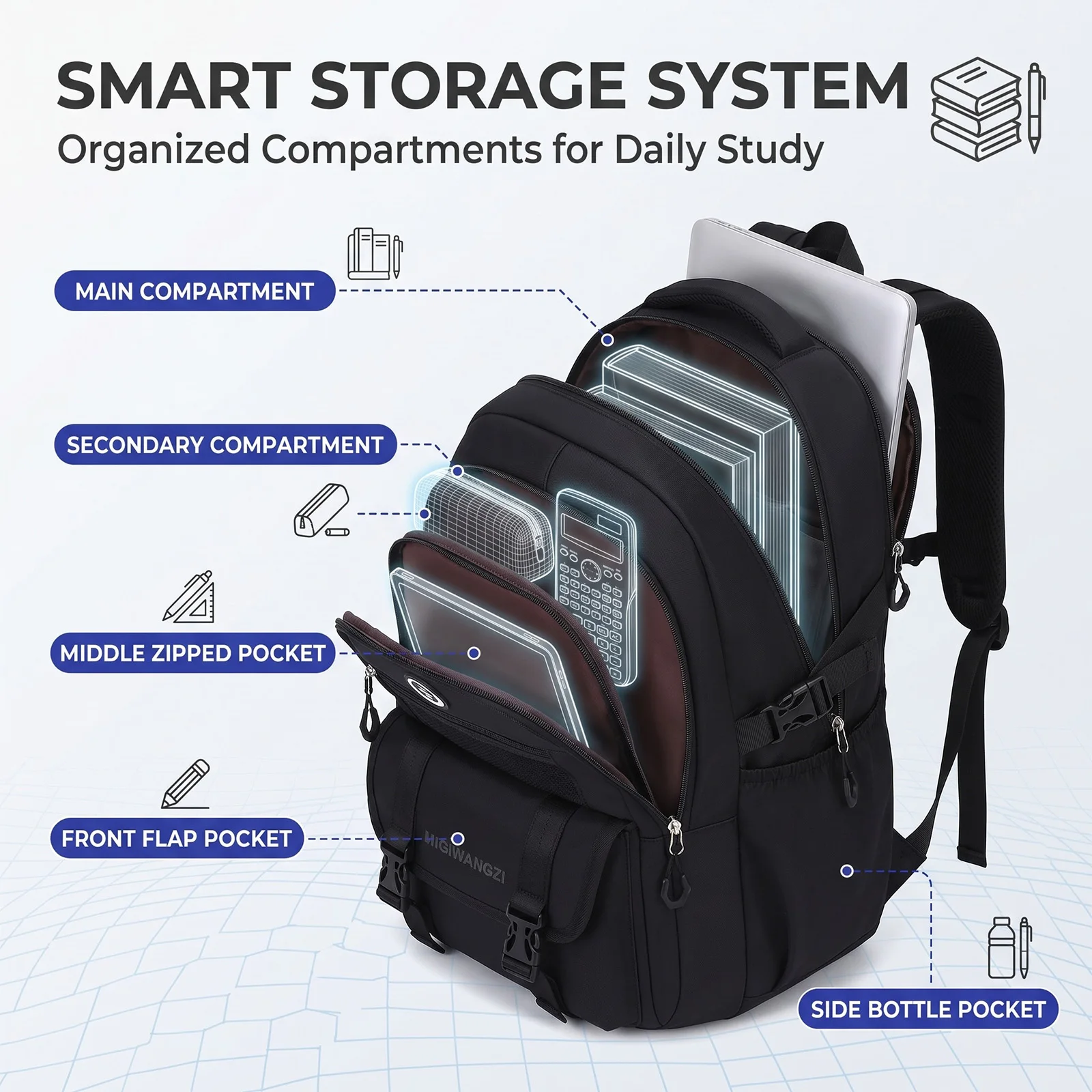 Tas Ransel Trendy Keren untuk Anak Laki-laki Perempuan SMP, Tas Sekolah Kasual untuk Remaja, Tas Buku dengan Desain Ergonomis