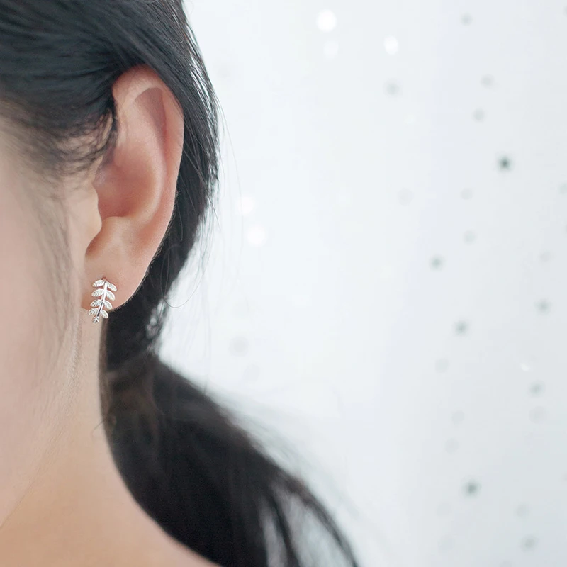 Modian Simple Lucky Tree Leaf Swing Charm Hoop Earrings Classic 925 Sterling Silver Prevent Allergy Jewelry For Women Bijoux