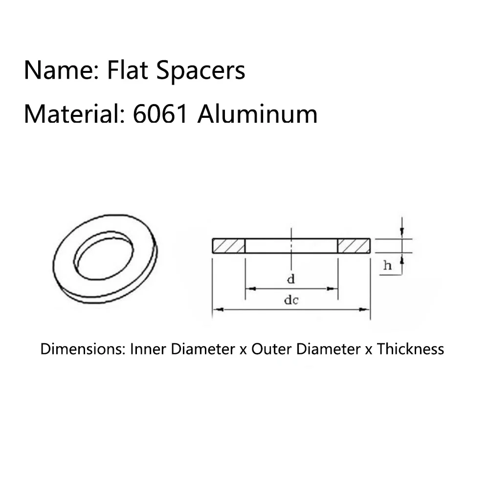 10Pcs 6061# Aluminum Alloy M3 M4 M5 M6 M8 Gasket Ultra-thin Metal Screw Flat Washer Standard Increase Thickened Meson Washer