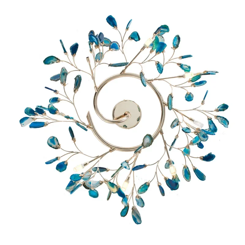 Plafonnier LED en Agate colorée au design moderne, luminaire décoratif d'intérieur, idéal pour un salon, une salle à manger ou une chambre à coucher