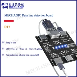 MECHANIC DT3 Data Cable Detection Board USB Cable Tester Short Circuit On-Off Switching For iOS Android Type-C Test Board Tool