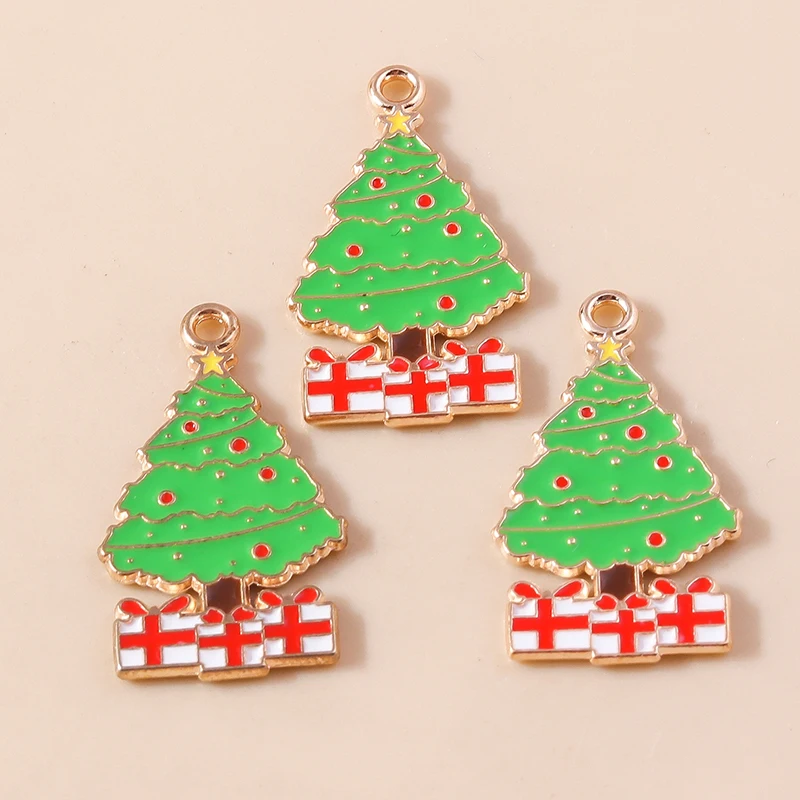 20 Stück 16x28mm Niedliche Emaille-Weihnachtsbaum-Anhänger für Schmuckherstellung, Neujahrs-Halsketten, Ohrringe, Armbänder, DIY-Bastelgeschenk – Detail 3