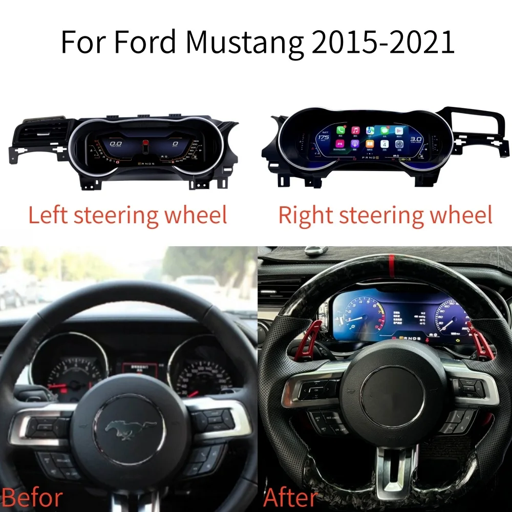 

LCD Android Screen For Ford Mustang 2015-2012 Speedometer Car Digital Cluster Virtual Cockpit Dashboard Instrument Panel Carplay