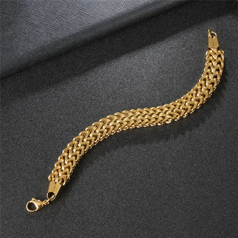 316L Stainless Steel Classic Double Row Front and Reverse Chain Four Sides Grinding Hip Hop Thick Bracelet Jewelry