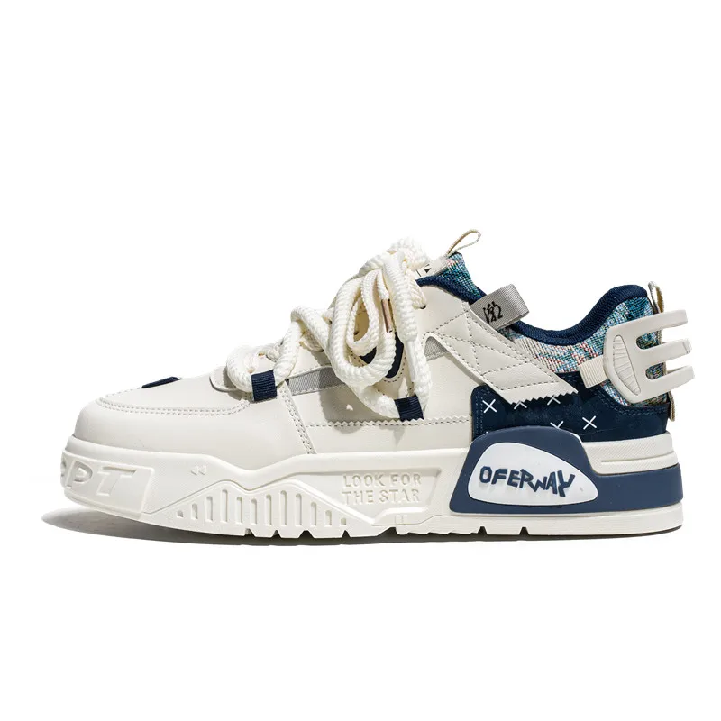 

2025 Новые мужские бежевые модные кроссовки на шнуровке | Удобная нескользящая повседневная прогулочная обувь на толстой подошве