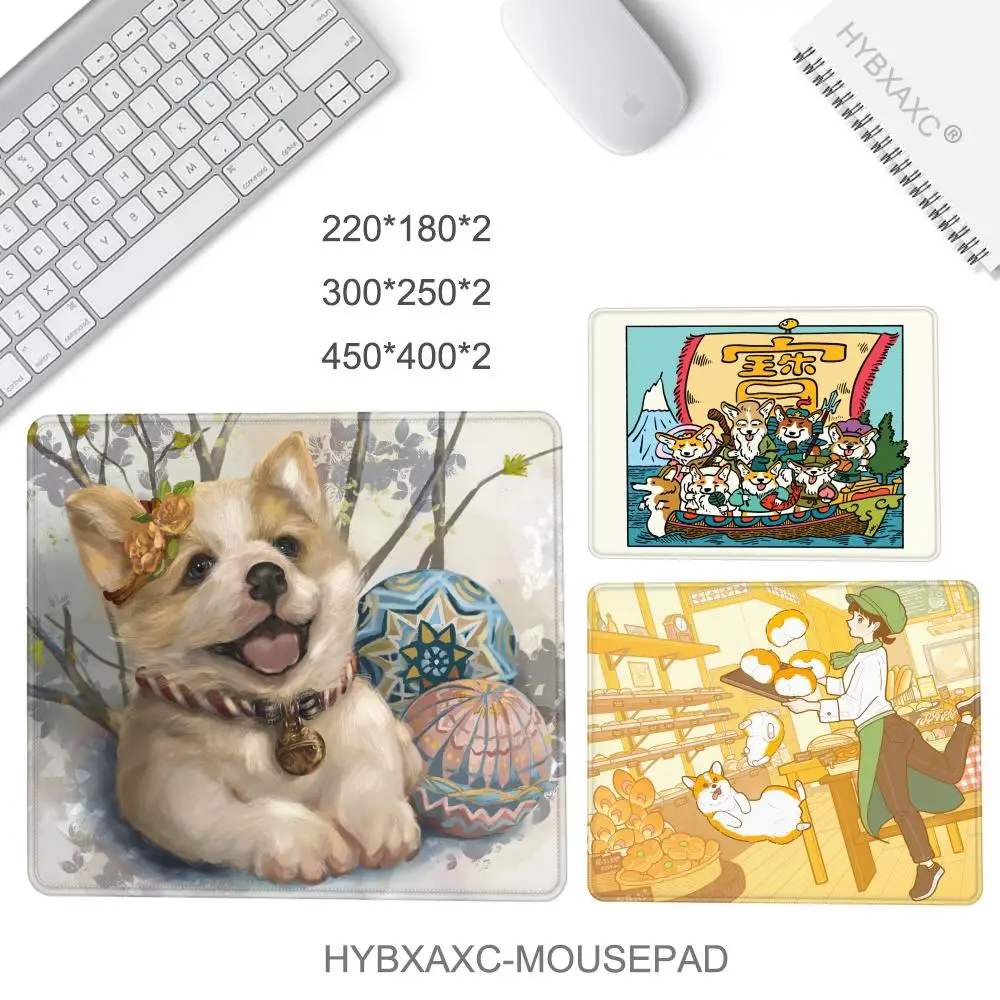 Anime Corgi Dog Mouse Pad Small Mouse Pad Desk Pad Desktop Computer Keyboard Wireless Mouse Boy Girl Gift for Play games