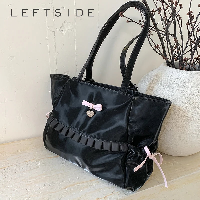 

LEFTSIDE 2025 летние новые трендовые сумки и кошельки из искусственной кожи с большим бантом, женские сумки подмышки, квадратные простые сумки на плечо