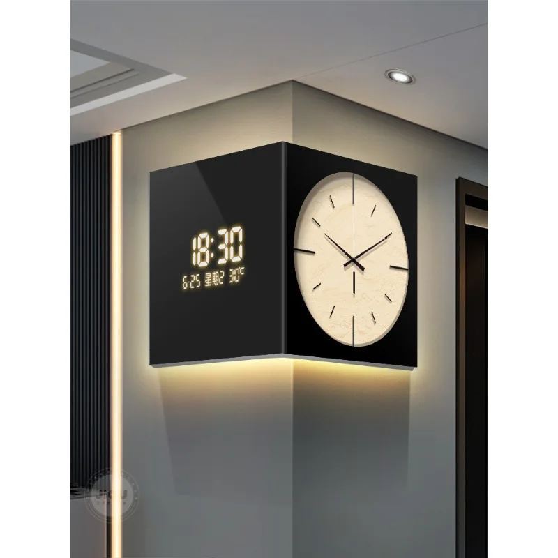 

Minimalist living room corner wall clock, electronic screen, decorative painting dining room, background wall painting