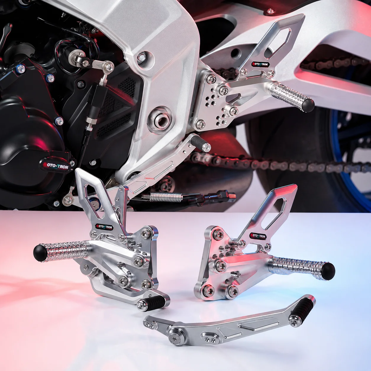 Motorcycle Riser Rear‑Set Footpeg Separate Handlebar Steering Damper Chain Adjuster Kit Fit For ZONTES 703RR Handling Mod Parts