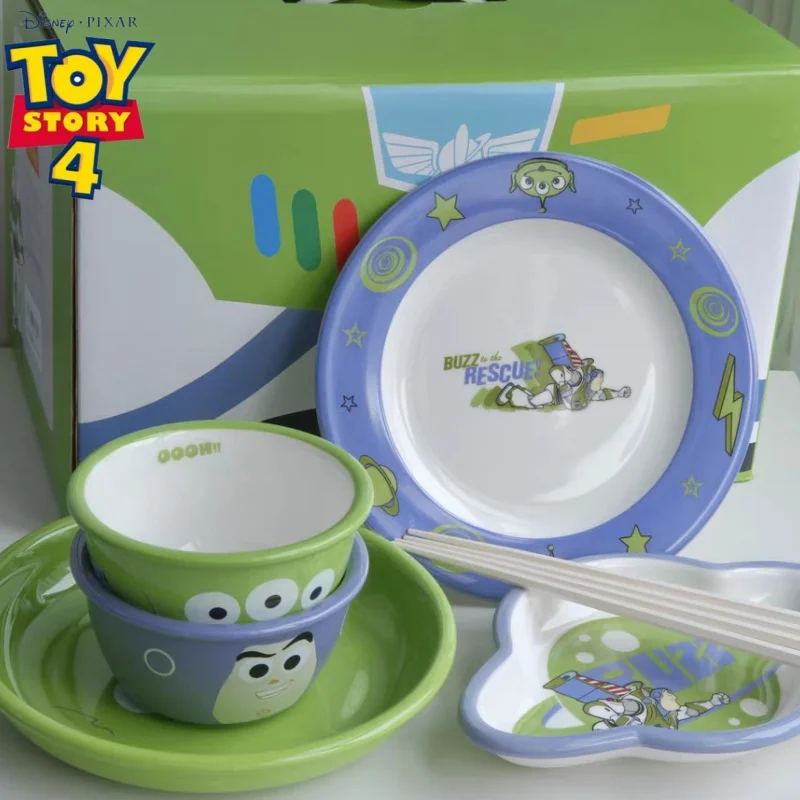 Disney Buzz Lightyear Cartoon Fun Cute squisite stoviglie ciotola per bambini casa insalata di ceramica Yogurt piatto colazione piatto giocattoli