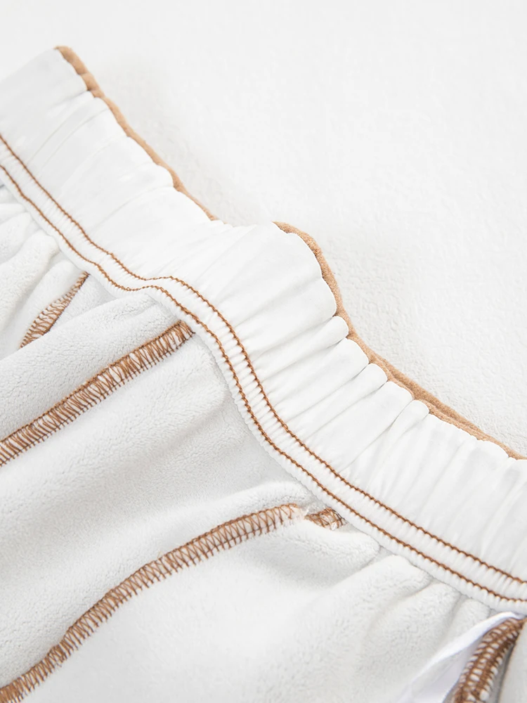 Women's 2025 Winter Thick Fleece Lined Curved Pants - Korean High Waisted Loose Drawstring Cuffed Wide Leg Pants