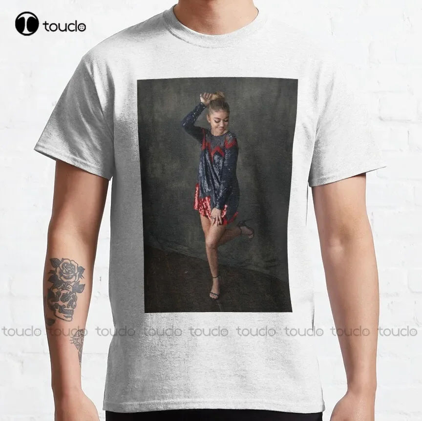 Camiseta clásica de Sarah Hyland, camisas hawaianas de Sarah Hyland, ropa de calle artística divertida para mujer, camiseta de dibujos animados Xs-5Xl, regalo personalizado, nuevo y Popular