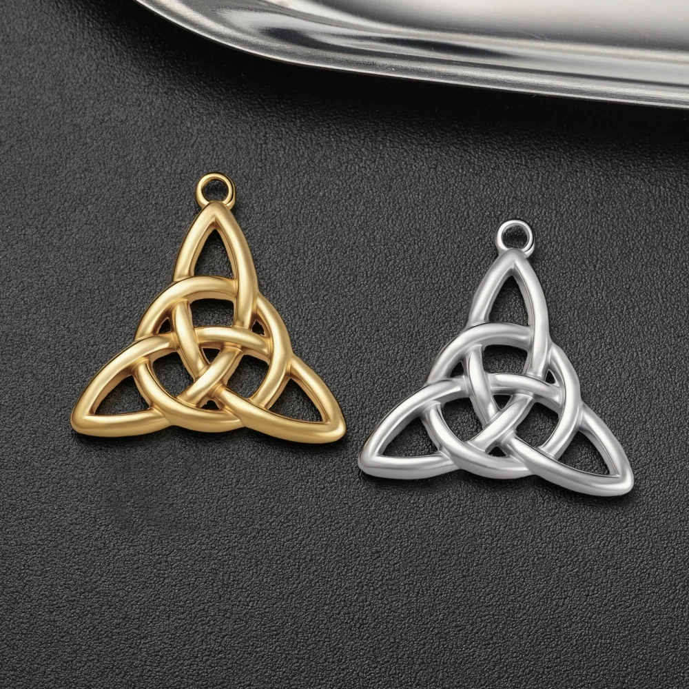 3 Stück/Set, irische Knoten-Charms für Halsketten, Ohrringe, Schmuckherstellung, DIY, Edelstahl-Amulett, Triquetra-Anhänger, Großhandel. – Detail 3