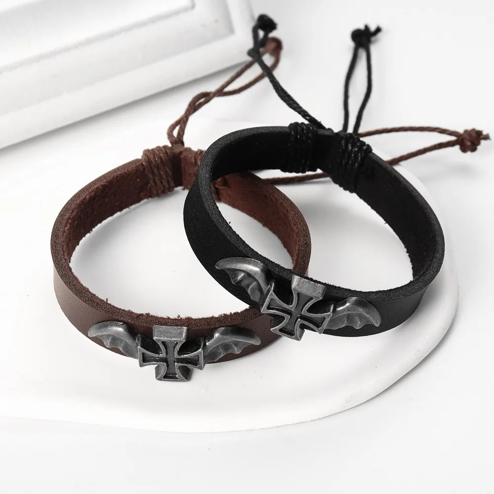 

Trend Multilayer Leather Weaving Devil Cross Bracelet Charming Men's Bracelet New Fashion Hip Hop Punk Accessories Jewelry Gift