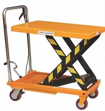 Mobile manual hydraulic platform car Flat car Scissor fork type hand push Small lifting platform Mobile lift