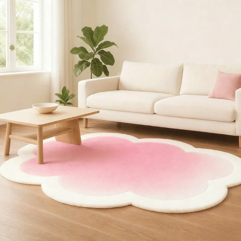 

Ins Style Living Room Decoration Irregular Carpet Solid Color Rugs for Bedroom Thick Plush Bedside Mat Fluffy Soft Cloakroom Rug