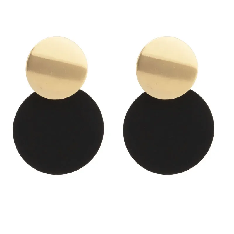 2024 New Arrival Fashion Geometric Round Personality Wafer Splice Earrings for Women Charm Design Korean Jewelry Accessories