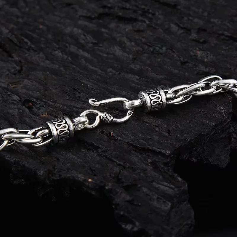 سلاسل فضة إسترليني عتيقة S925 للرجال ، قلادات بنطلون قوطية ، هيب هوب ، حفلة عيد ميلاد ، إكسسوارات مجوهرات ، شحن مجاني