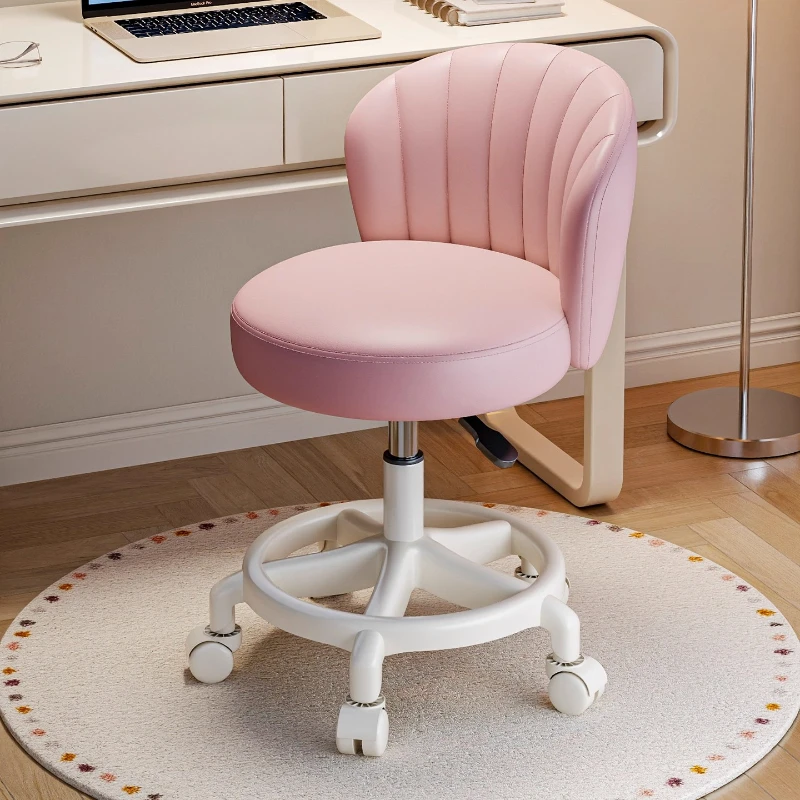 

Поворотный офисный стул на колесах, студенческий стул или стул для макияжа с регулируемой высотой, мягкая подушка, прочная искусственная кожа, тихие ролики