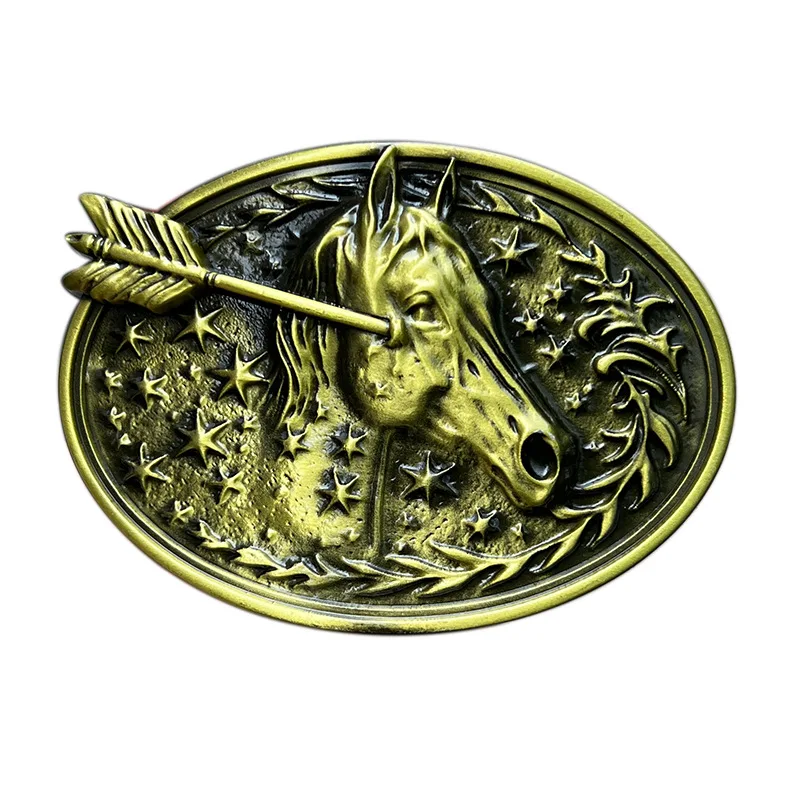 

Zinc alloy horse hide buckle for western jeans