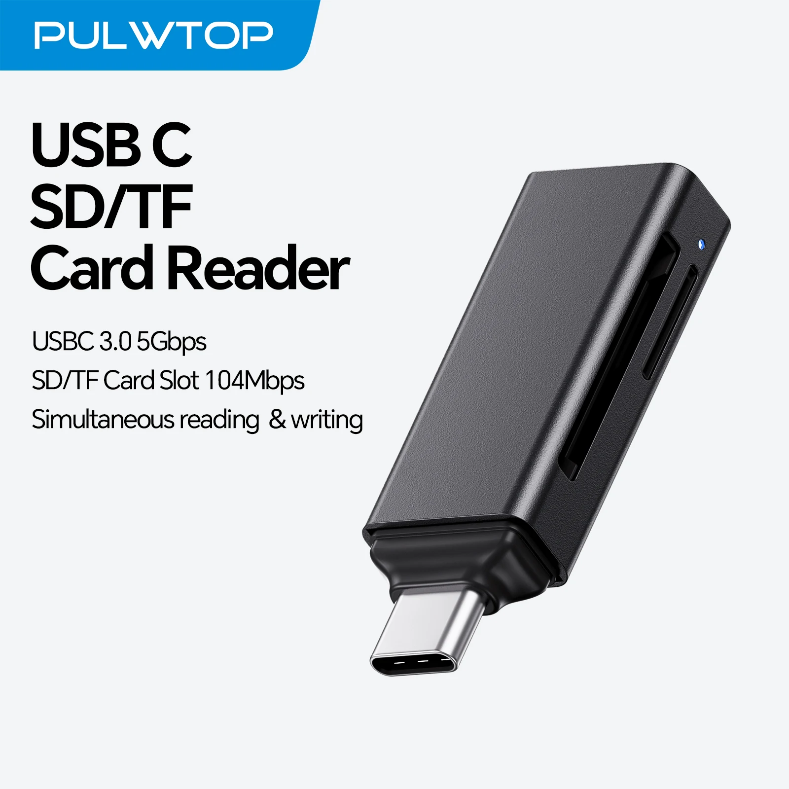 PULWTOPSD USB 3.0 Micro SD Card Reader, 2-in-1 USB 3.0 to TF/SD Cards Adapter for SD/Micro SD/UHS-I/SDXC/SDHC/TF