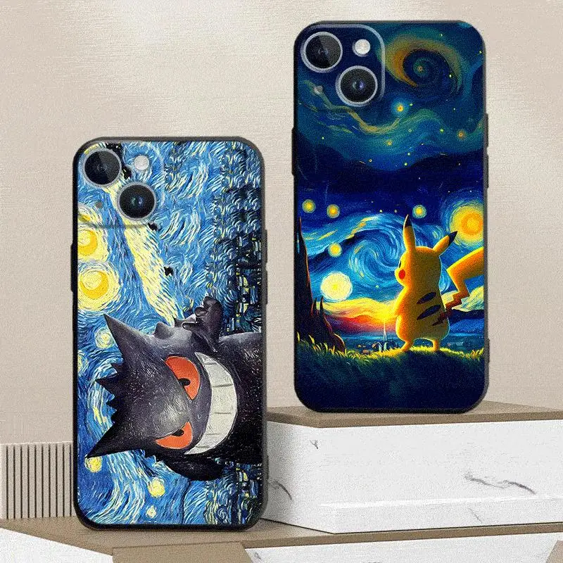 Pokemons Van Gogh Cover Phone Case for Goolge Pixel 6 Pro 6a 7 Pro 7a 8 Pro 8a Soft Protective TPU Shell