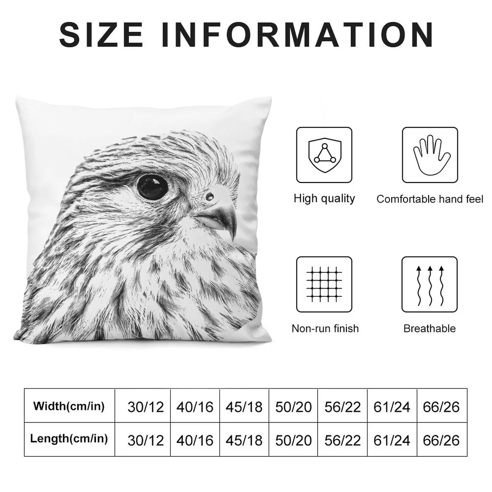 Female Kestrel line drawing Throw Pillow Couch Pillows Pillow Case Christmas pillow