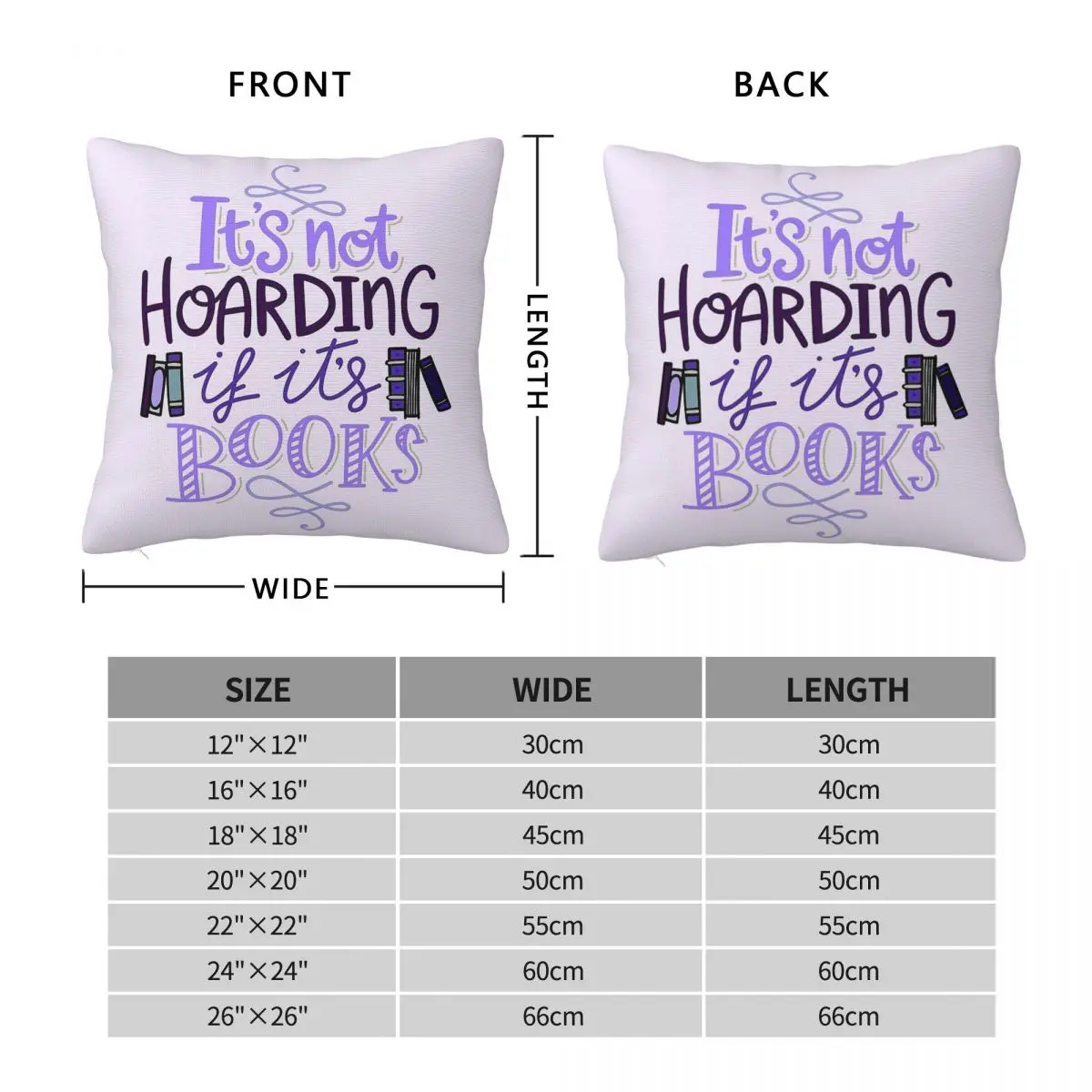 Hoarding Books Purple Square Pillowcase Polyester Linen Velvet Printed Zip Decor Sofa Cushion Cover 18