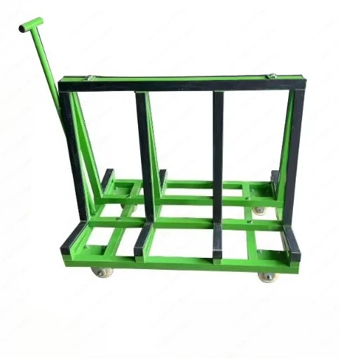 1 Meter Glass Transport Cart with Painted Finish, Heavy Duty Roller Rack for Window Glass & Stone Material Transfer