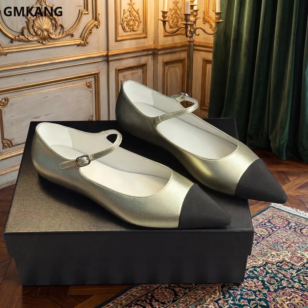 

Women's Pointed Toe Mary Jane Flat Shoes Slip On Buckle Casual Comfort Low Heel Daily Wear Office Work Patent Leather Soft
