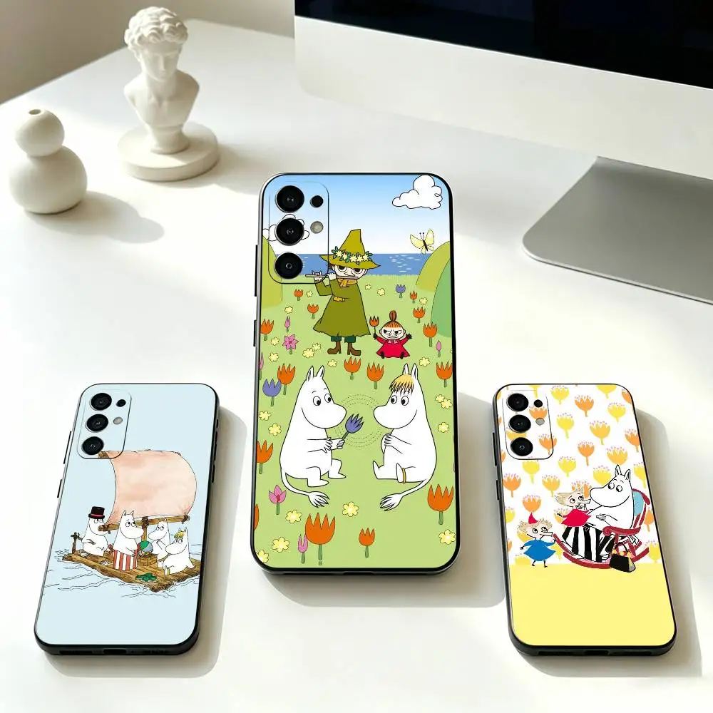 Cute M-Moomin  Phone Case For Samsung S25,S24,S21,S22,S23,S30,Ultra,S20,Plus,Fe,Soft Silicone Black Cover