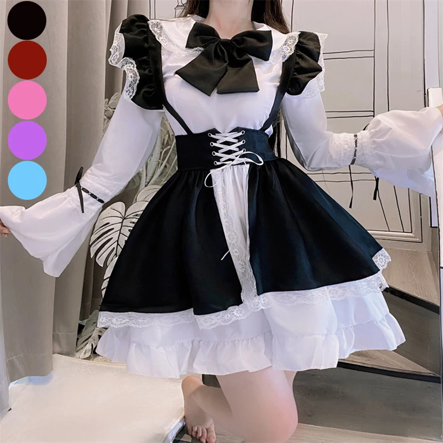 

Women Maid Dress Japanese Anime Maid Cosplay Outfit Long-sleeved Lolita Dress Lovely Sweet Maid Costume Cafe Servant Dresses