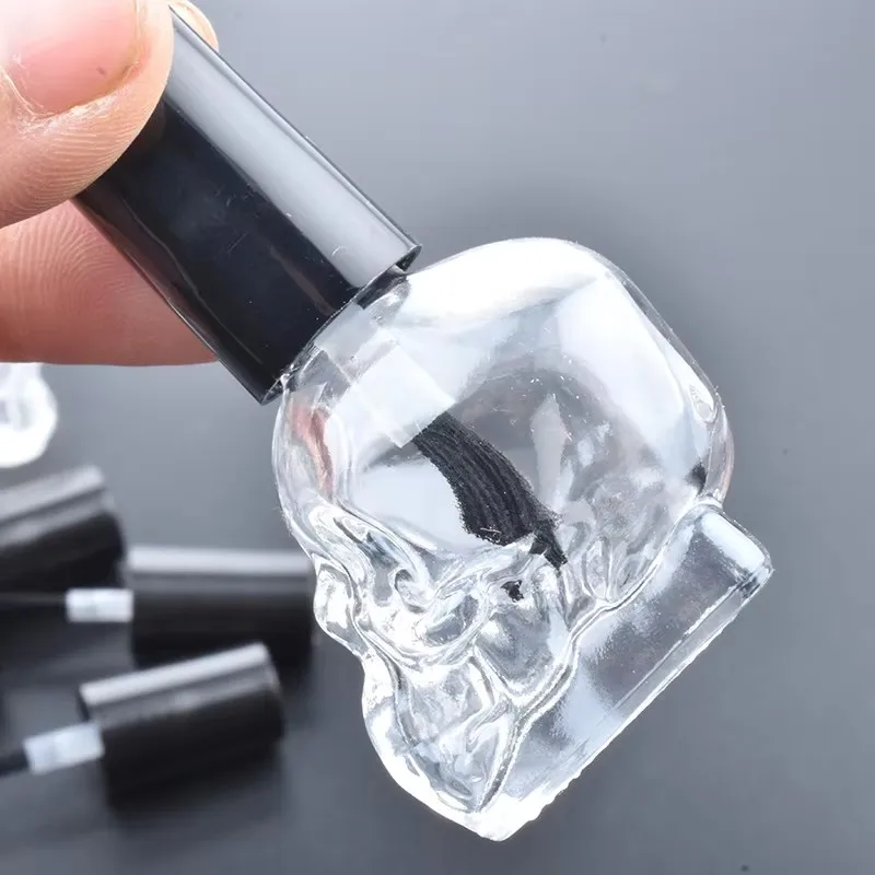 20 peças 10ml transparente vazio esmalte de vidro garrafa recarregável com escova pequenas recipientes cosméticos de maquiagem para viagem