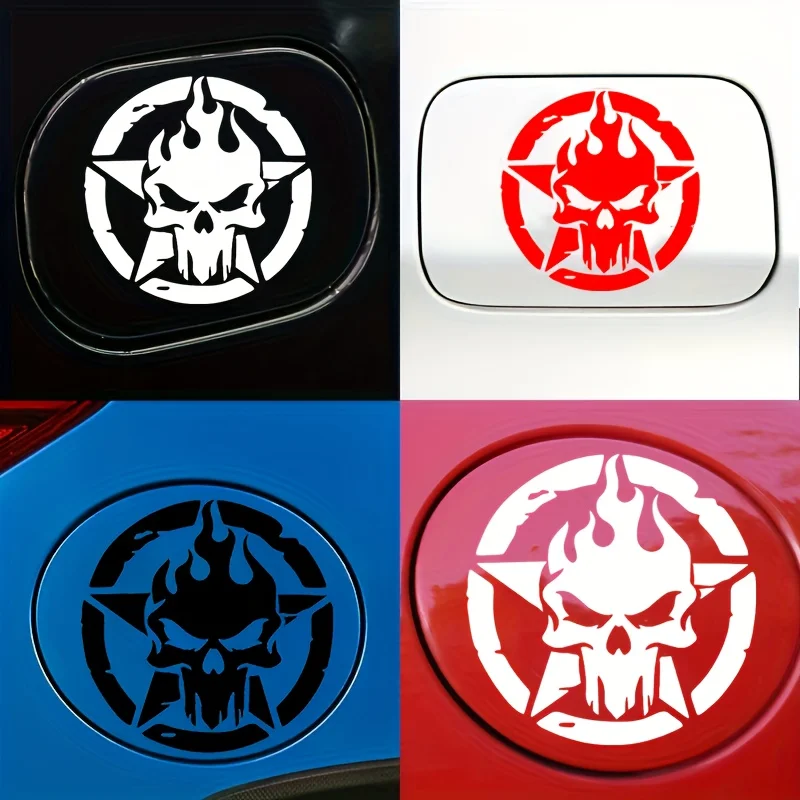 Pentagram Flame Skull Waterproof Vinyl Sticker Decal for Motorcycle Helmet Car Bumper Window and All Vehicle Models DIY Decor