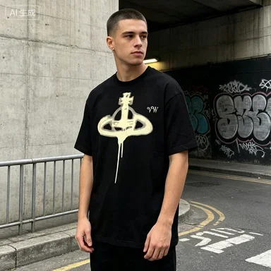 Men's and Women's Universal Japanese Dragon Shrine Pattern T-Shirt Round Neck Short Sleeve Retro Floral Casual Summer Top