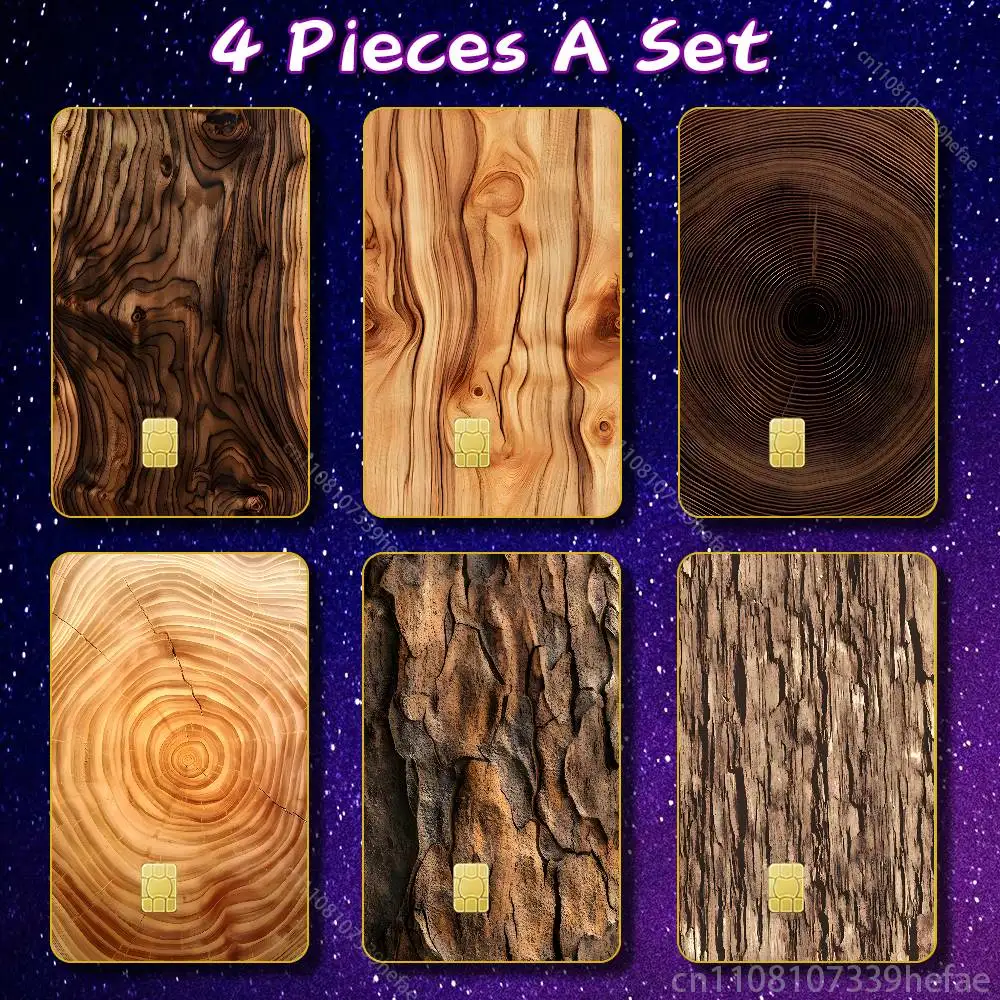 

Natural Wood Sticker Case For Credit Bank Subway ID Decorative Self-adhesive Card Cover Skin