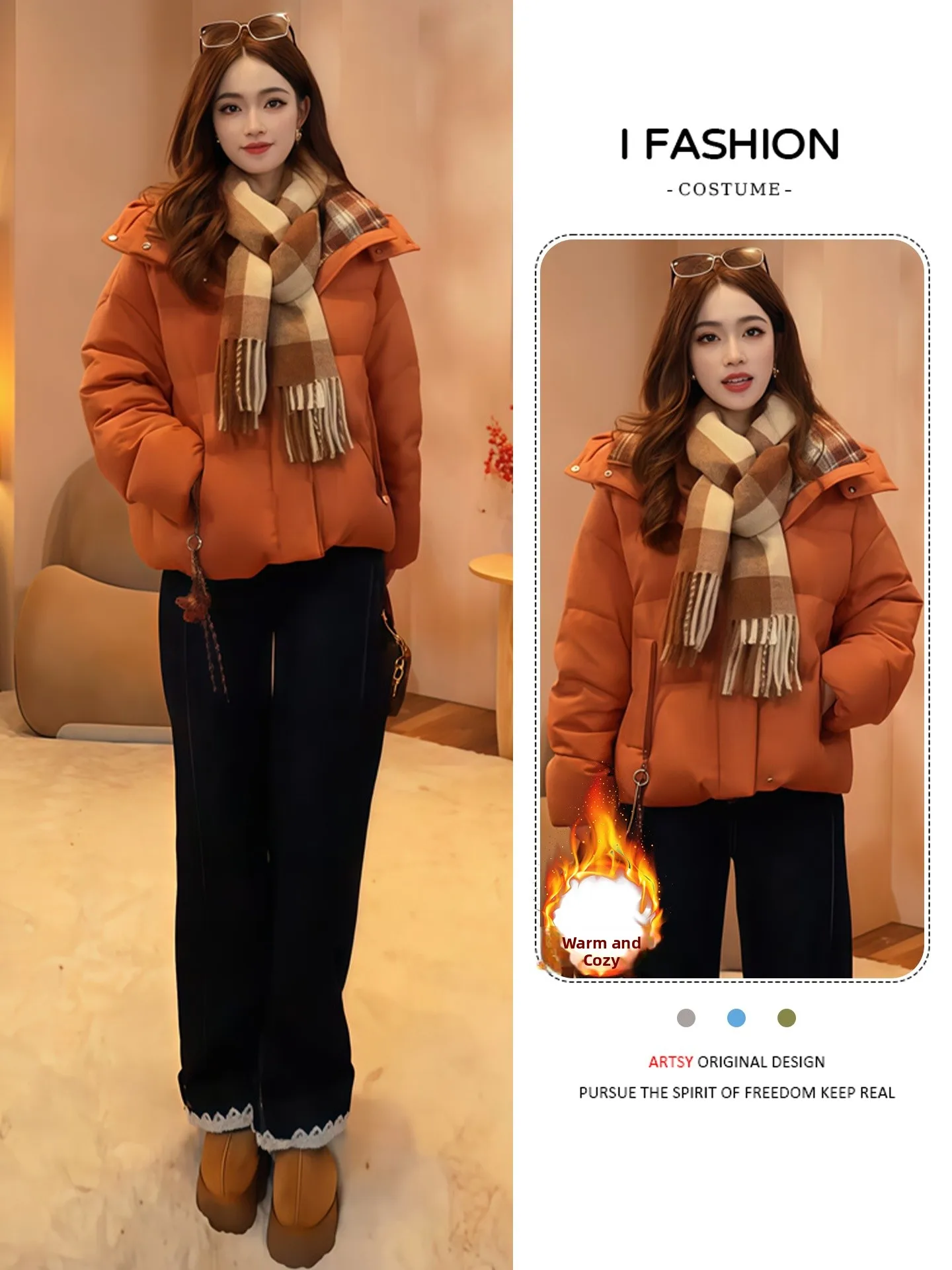 

Women's ort Padded Jaet Autumn Winter New Design Casual Thiened Floing down Cotton Coat Korean Sle Loose Fit